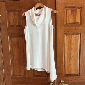 Chic White Sleeveless Cowl Neck Top
